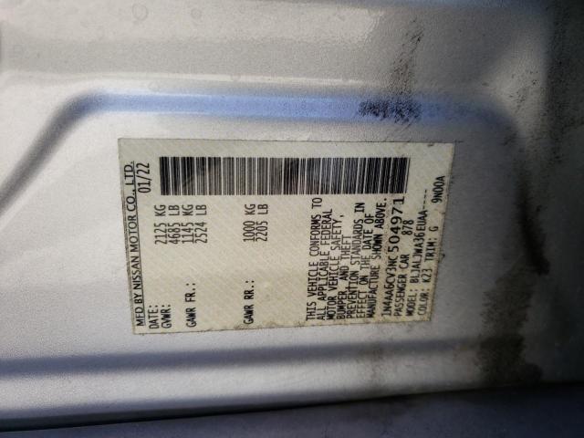 Photo 10 from auction – 2022 NISSAN MAXIMA SV with VIN 1N4AA6CV3NC504971