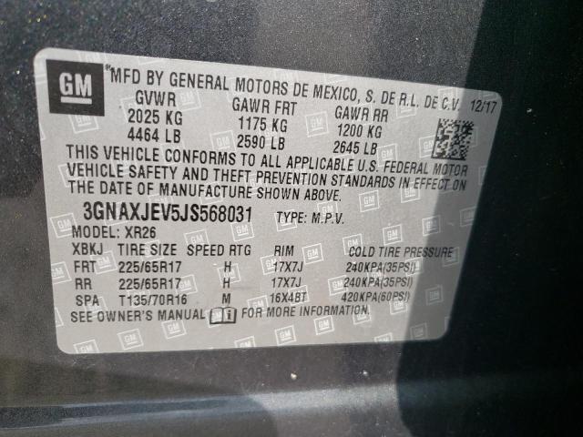 Photo 10 from auction – 2018 CHEVROLET EQUINOX LT with VIN 3GNAXJEV5JS568031