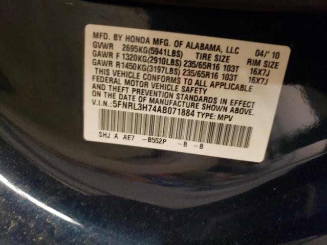 Photo 10 from auction – 2010 HONDA ODYSSEY EX with VIN 5FNRL3H74AB071884