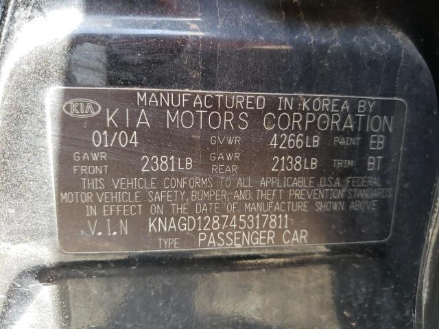 Photo 10 from auction – 2004 KIA OPTIMA LX with VIN KNAGD128745317811