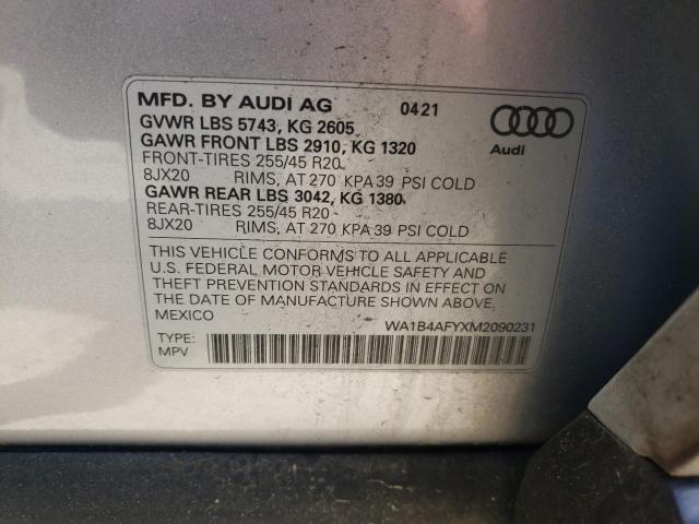 Photo 10 from auction – 2021 AUDI SQ5 PREMIU with VIN WA1B4AFYXM2090231