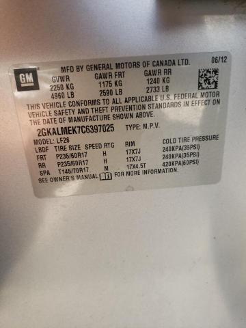 Photo 10 from auction – 2012 GMC TERRAIN SL with VIN 2GKALMEK7C6397025