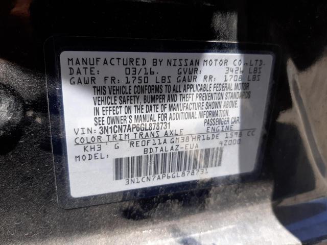 Photo 10 from auction – 2016 NISSAN VERSA S with VIN 3N1CN7AP6GL878731