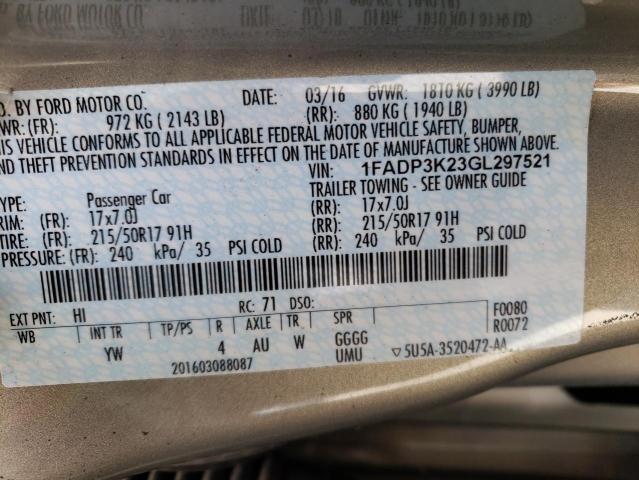 Photo 10 from auction – 2016 FORD FOCUS SE with VIN 1FADP3K23GL297521