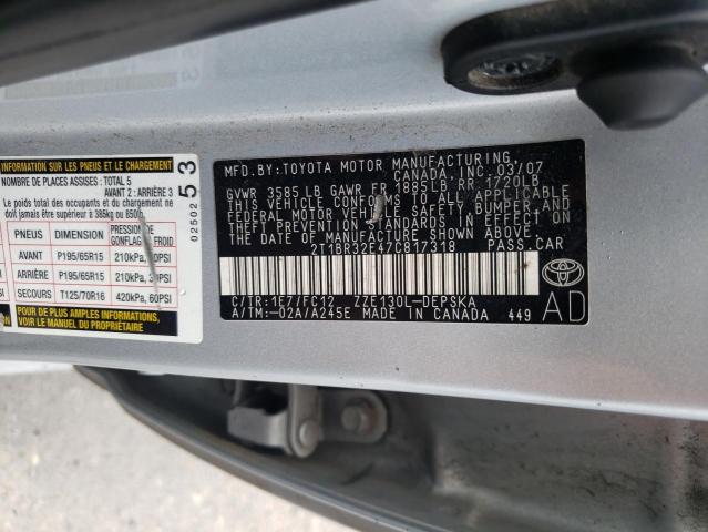 Photo 10 from auction – 2007 TOYOTA COROLLA CE with VIN 2T1BR32E47C817318