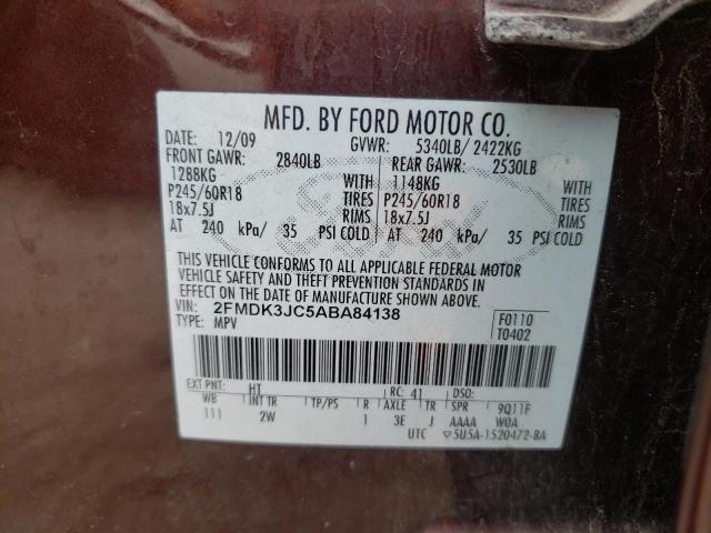 Photo 10 from auction – 2010 FORD EDGE SEL with VIN 2FMDK3JC5ABA84138