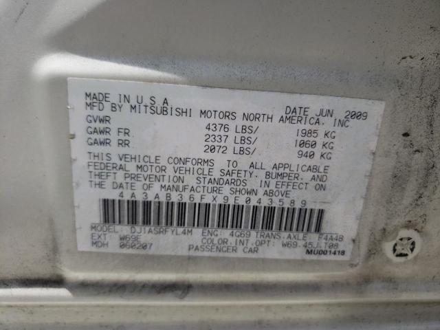 Photo 10 from auction – 2009 MITSUBISHI GALANT ES with VIN 4A3AB36FX9E043589