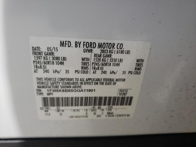 Photo 10 from auction – 2016 FORD EXPLORER with VIN 1FM5K8B85GGA11901