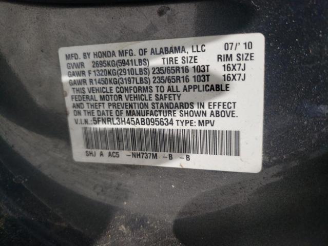 Photo 10 from auction – 2010 HONDA ODYSSEY EX with VIN 5FNRL3H45AB095634