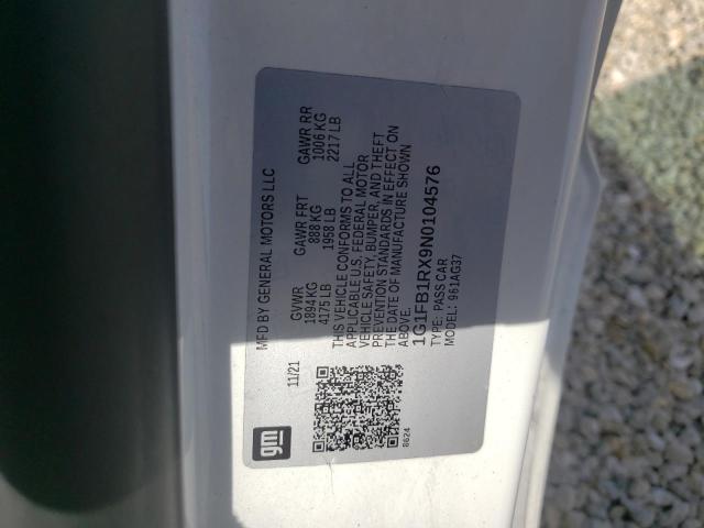 Photo 10 from auction – 2022 CHEVROLET CAMARO LS with VIN 1G1FB1RX9N0104576