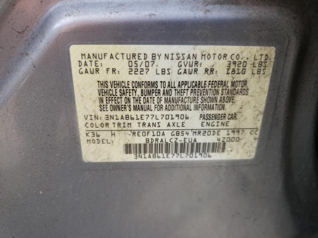 Photo 10 from auction – 2007 NISSAN SENTRA 2.0 with VIN 3N1AB61E77L701906