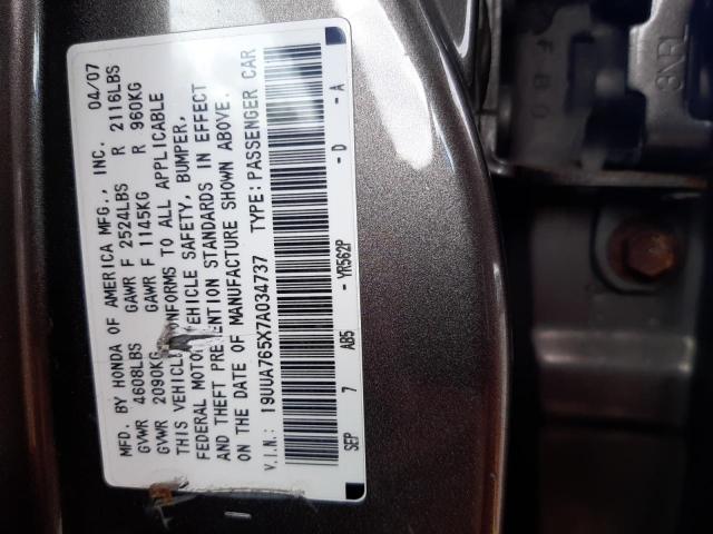 Photo 10 from auction – 2007 ACURA TL TYPE S with VIN 19UUA765X7A034737