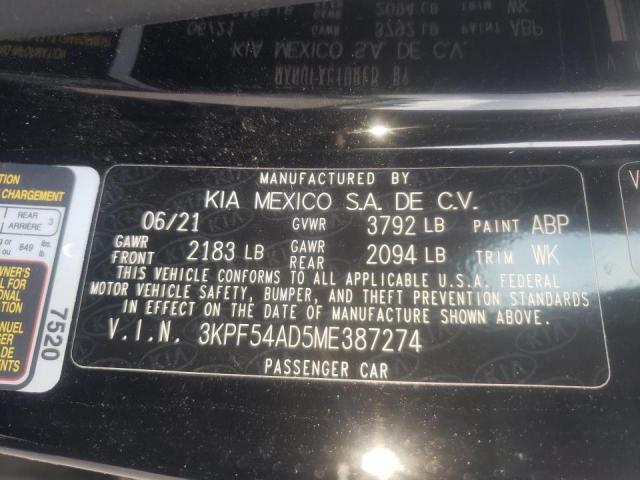 Photo 10 from auction – 2021 KIA FORTE EX with VIN 3KPF54AD5ME387274