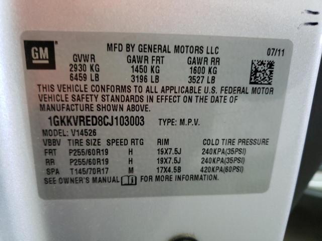 Photo 10 from auction – 2012 GMC ACADIA SLT with VIN 1GKKVRED8CJ103003