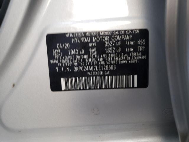 Photo 10 from auction – 2020 HYUNDAI ACCENT SE with VIN 3KPC24A67LE126563