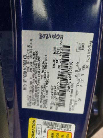 Photo 10 from auction – 2015 FORD FUSION SE with VIN 3FA6P0T93FR184820