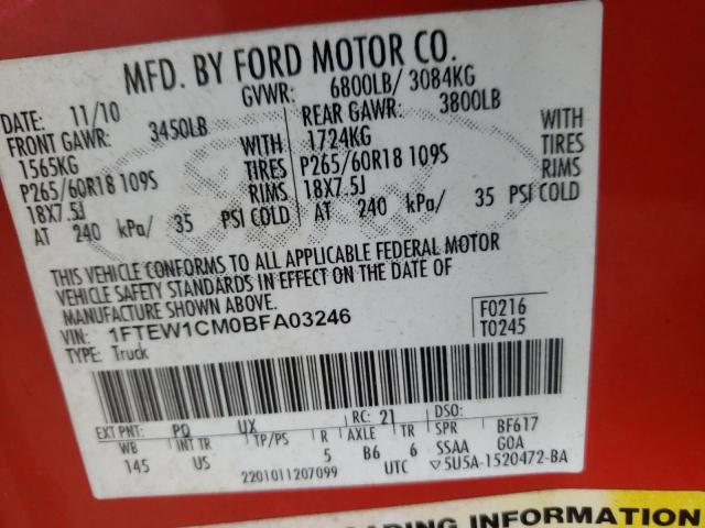 Photo 10 from auction – 2011 FORD F150 SUPER with VIN 1FTEW1CM0BFA03246