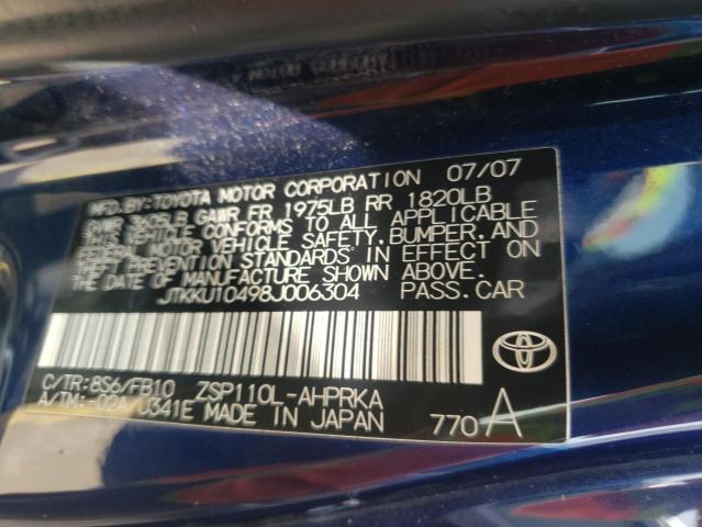 Photo 10 from auction – 2008 TOYOTA SCION XD with VIN JTKKU10498J006304