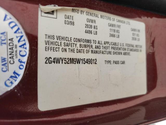 Photo 10 from auction – 1998 BUICK CENTURY with VIN 2G4WY52M9W1549012
