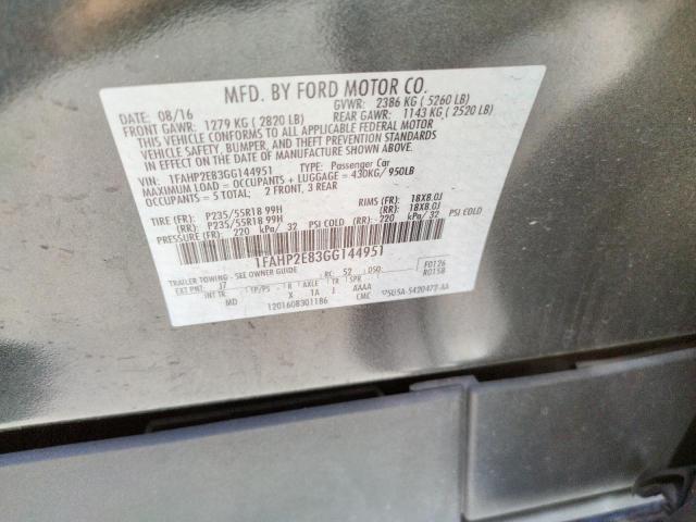 Photo 10 from auction – 2016 FORD TAURUS SEL with VIN 1FAHP2E83GG144951