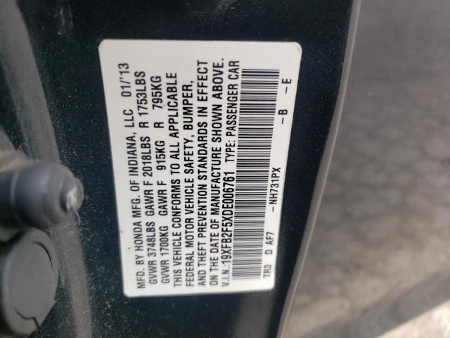 Photo 10 from auction – 2013 HONDA CIVIC LX with VIN 19XFB2F5XDE006761