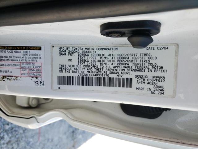 Photo 10 from auction – 2004 TOYOTA 4RUNNER SR with VIN JTEZU14RX40031770