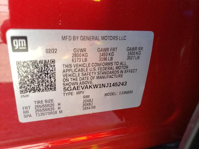 Photo 10 from auction – 2022 BUICK ENCLAVE ES with VIN 5GAEVAKW1NJ145243