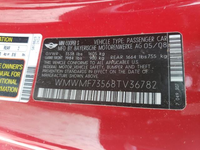 Photo 10 from auction – 2008 MINI COOPER S with VIN WMWMF73568TV36782