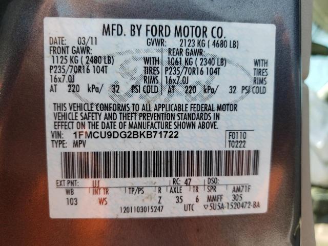 Photo 10 from auction – 2011 FORD ESCAPE with VIN 1FMCU9DG2BKB71722