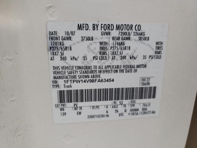 Photo 10 from auction – 2008 FORD F150 SUPER with VIN 1FTPW14V98FA63454