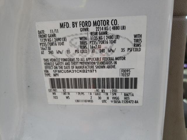Photo 10 from auction – 2012 FORD ESCAPE HYB with VIN 1FMCU5K31CKB21971