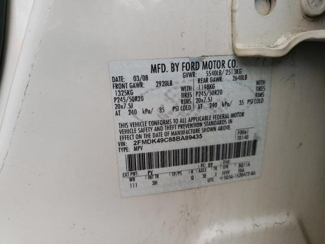 Photo 10 from auction – 2008 FORD EDGE LIMIT with VIN 2FMDK49C88BA89435