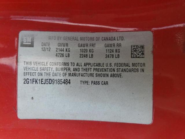 Photo 10 from auction – 2013 CHEVROLET CAMARO 2SS with VIN 2G1FK1EJ5D9185484