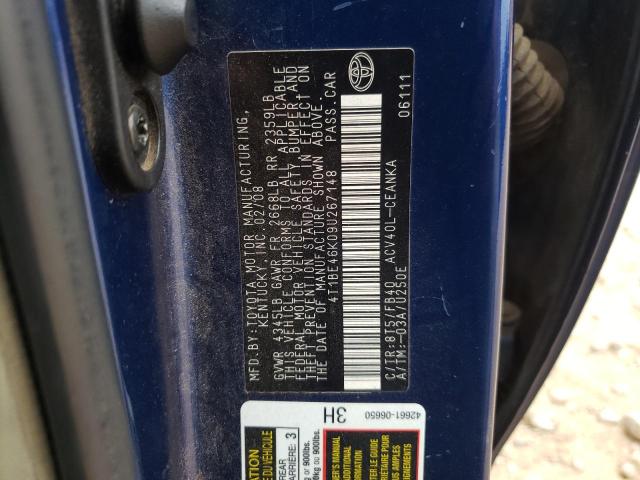 Photo 10 from auction – 2009 TOYOTA CAMRY BASE with VIN 4T1BE46K09U267148