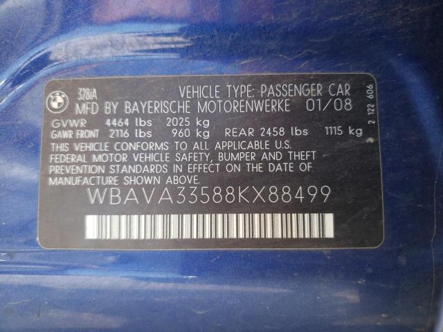 Photo 10 from auction – 2008 BMW 328 I with VIN WBAVA33588KX88499