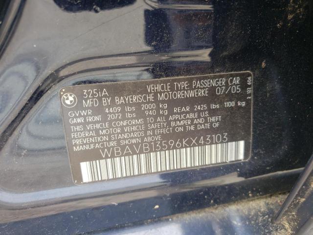 Photo 10 from auction – 2006 BMW 325 I with VIN WBAVB13596KX43103
