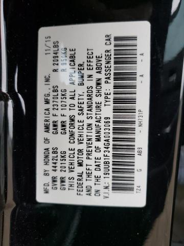 Photo 10 from auction – 2016 ACURA TLX with VIN 19UUB1F34GA003069