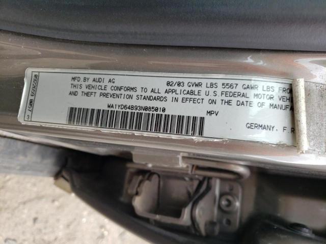 Photo 10 from auction – 2003 AUDI ALLROAD with VIN WA1YD64B93N085010