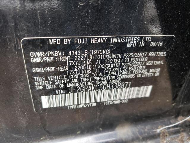 Photo 10 from auction – 2016 SUBARU CROSSTREK with VIN JF2GPAKC5GH338871