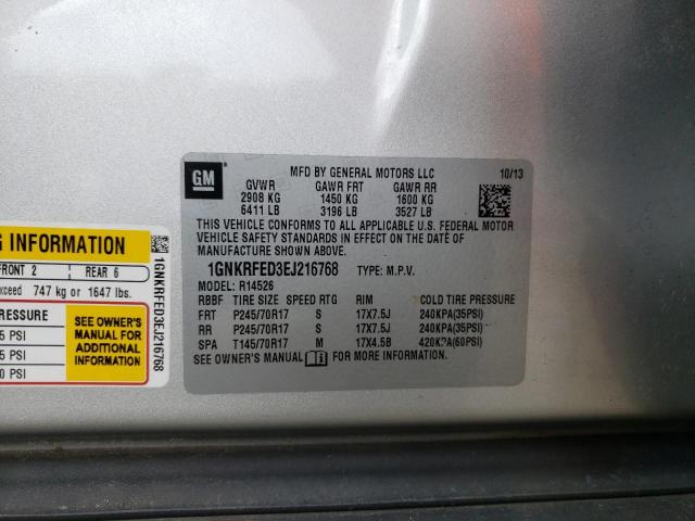 Photo 10 from auction – 2014 CHEVROLET TRAVERSE L with VIN 1GNKRFED3EJ216768