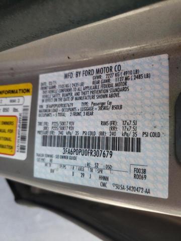 Photo 10 from auction – 2015 FORD FUSION SE with VIN 3FA6P0PU0FR307679