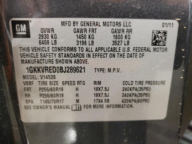 Photo 10 from auction – 2011 GMC ACADIA SLT with VIN 1GKKVRED0BJ289621