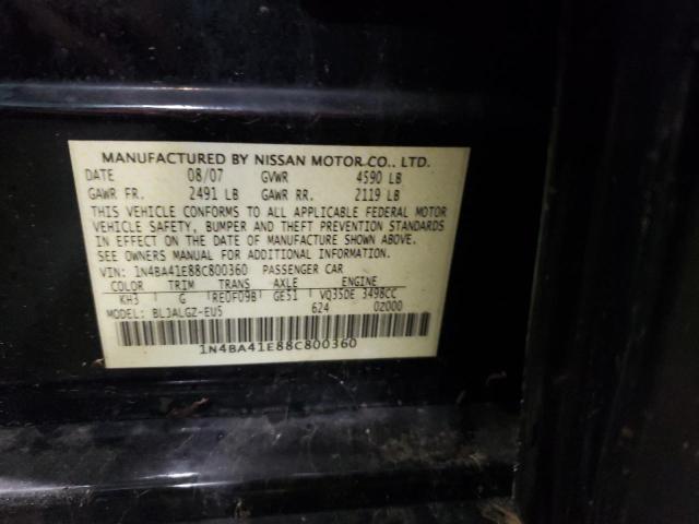Photo 10 from auction – 2008 NISSAN MAXIMA SE with VIN 1N4BA41E88C800360