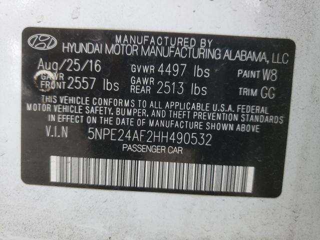Photo 10 from auction – 2017 HYUNDAI SONATA SE with VIN 5NPE24AF2HH490532