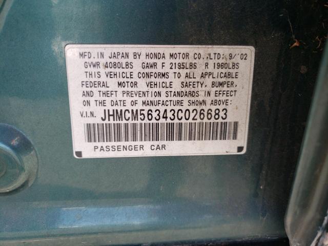 Photo 10 from auction – 2003 HONDA ACCORD LX with VIN JHMCM56343C026683