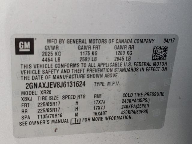 Photo 10 from auction – 2018 CHEVROLET EQUINOX LT with VIN 2GNAXJEV8J6131624