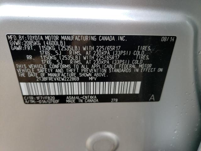 Photo 10 from auction – 2014 TOYOTA RAV4 LE with VIN 2T3BFREVXEW222869