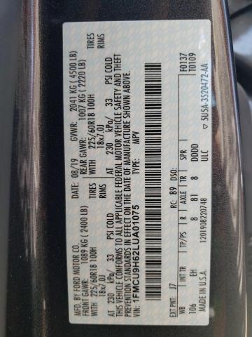 Photo 10 from auction – 2020 FORD ESCAPE SEL with VIN 1FMCU9H62LUA01075