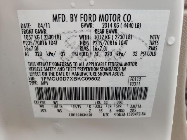 Photo 10 from auction – 2011 FORD ESCAPE XLT with VIN 1FMCU0D7XBKC09502