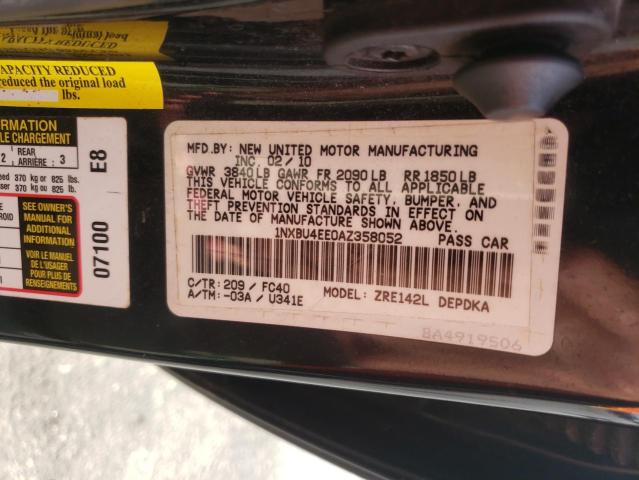 Photo 10 from auction – 2010 TOYOTA COROLLA BA with VIN 1NXBU4EE0AZ358052